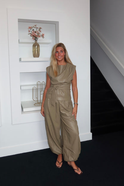 Britt Leather Top Olive
