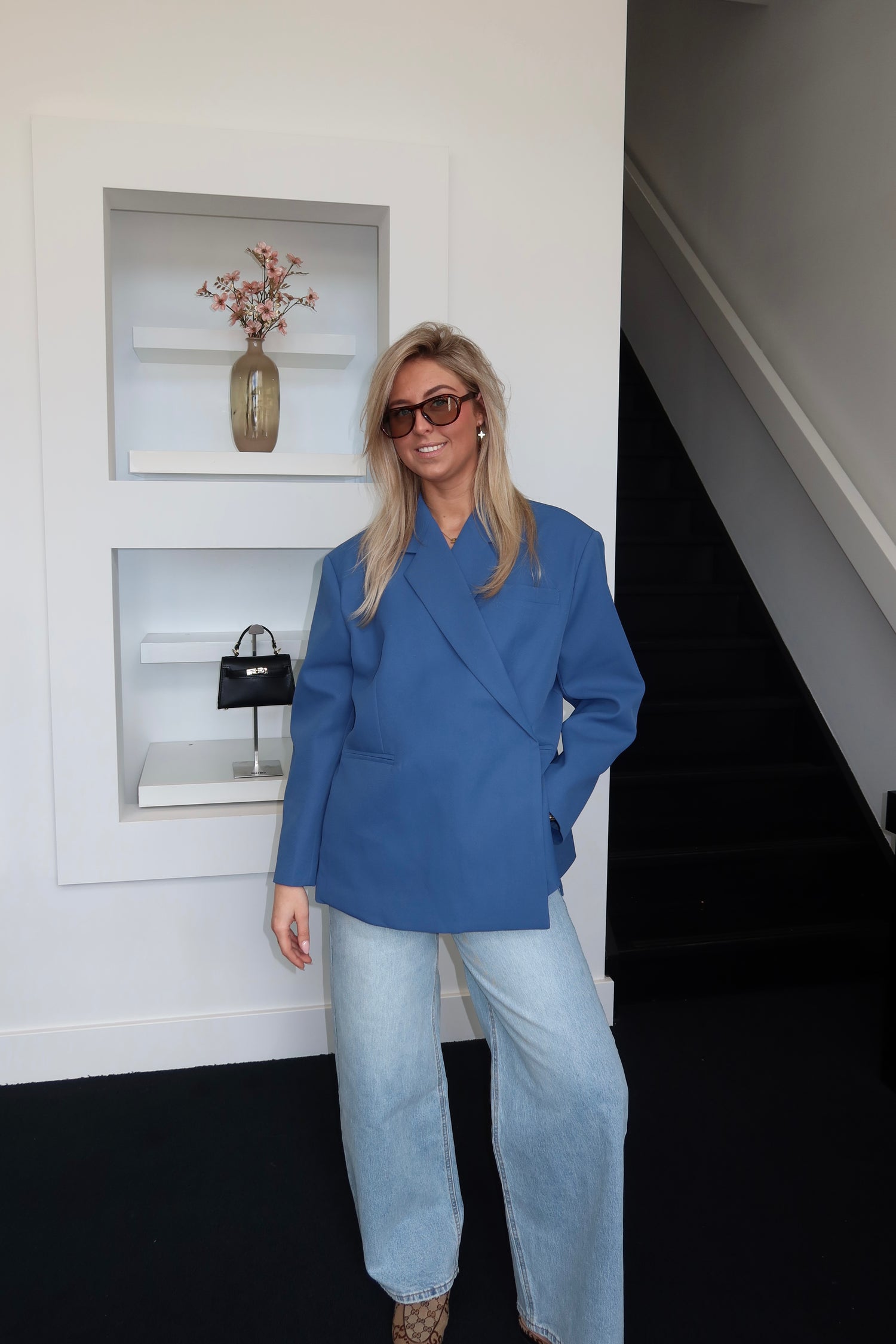 Lola Oversized Boxy Blazer Denim Blue