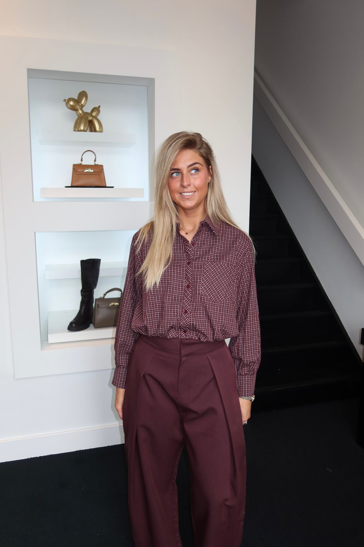 Charlie Check Blouse Bordeaux 5745