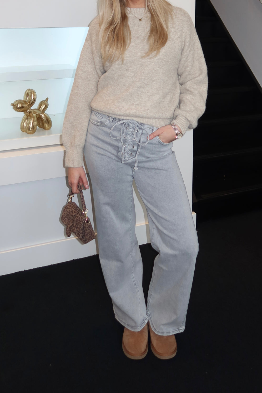 Laulia Jeans Tie Light Grey 3367