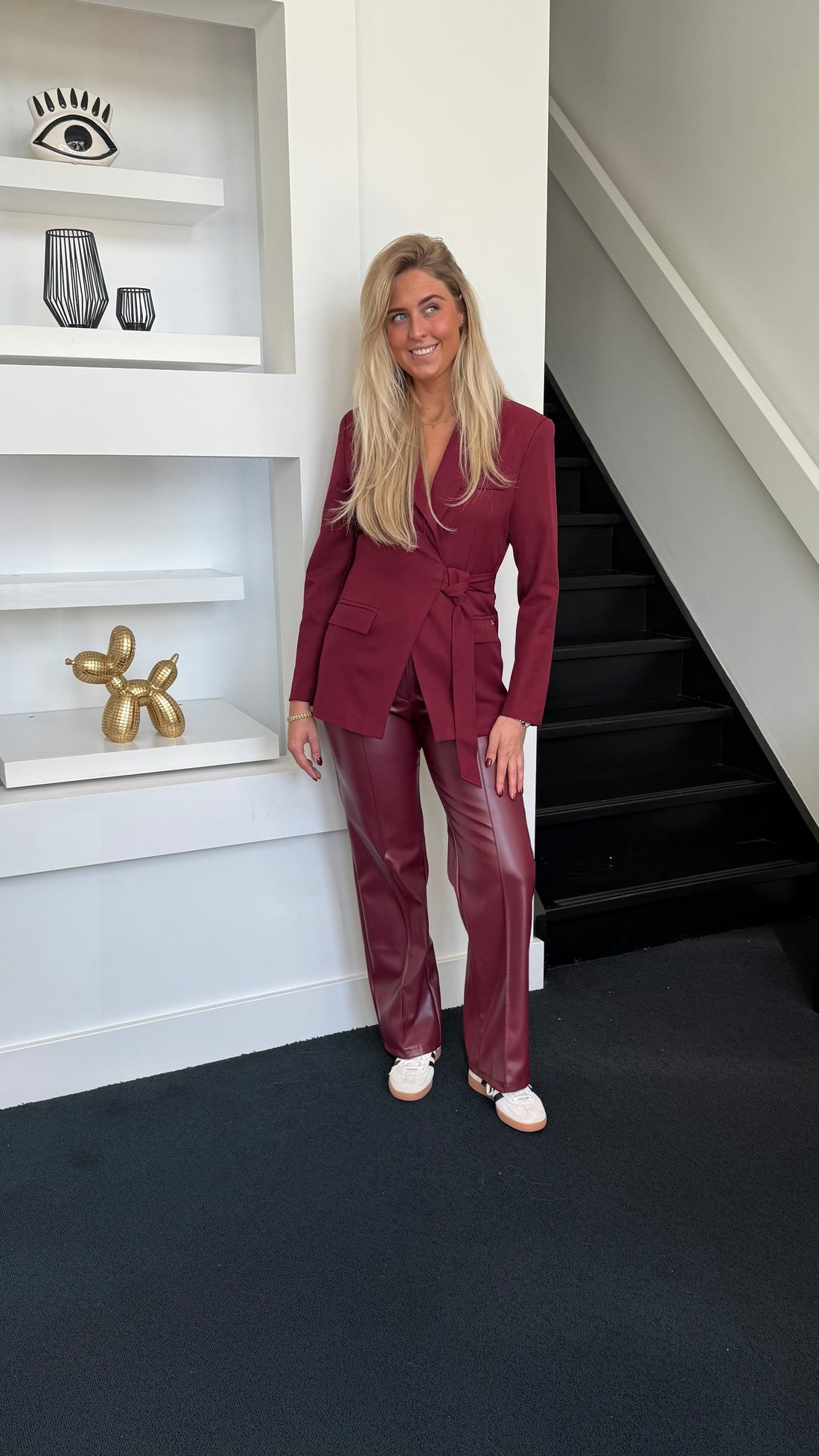 Lily Belted Blazer Bordeaux