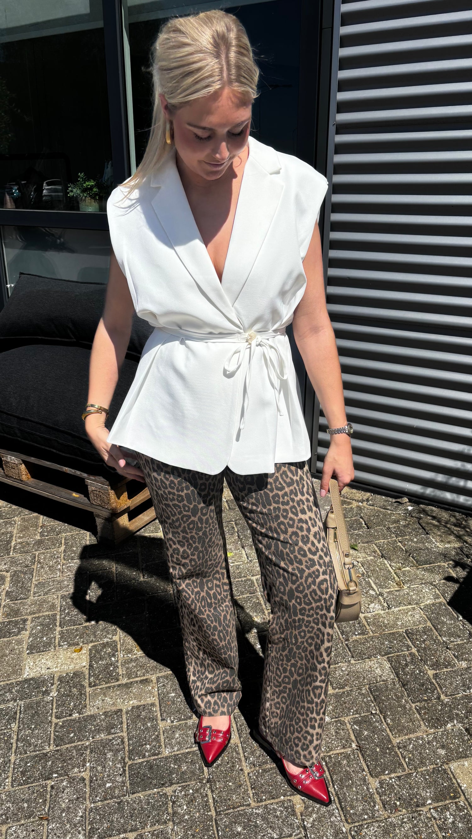 Leopard Full Length Wide Leg Jeans 543