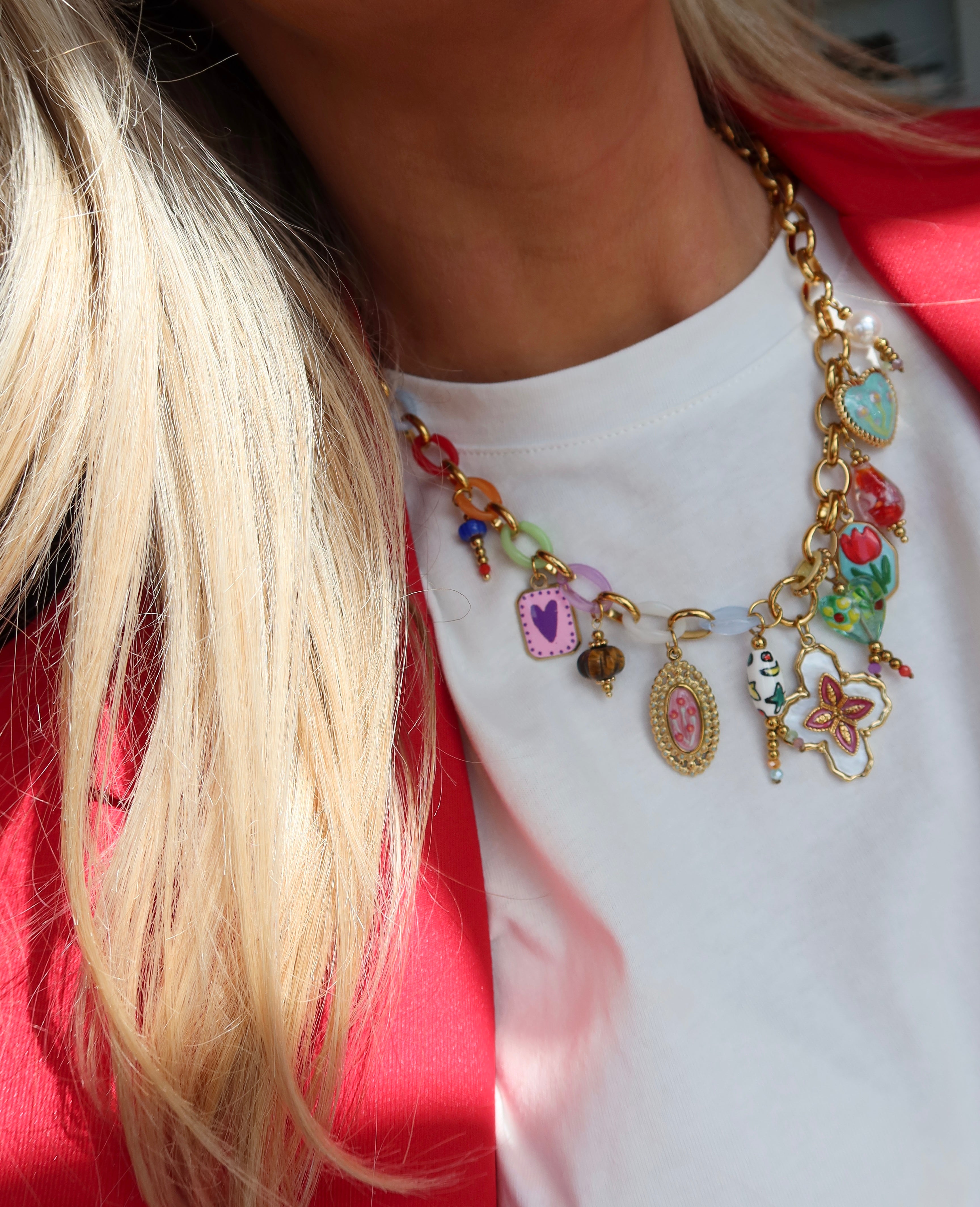 Charm Color Necklace Gold