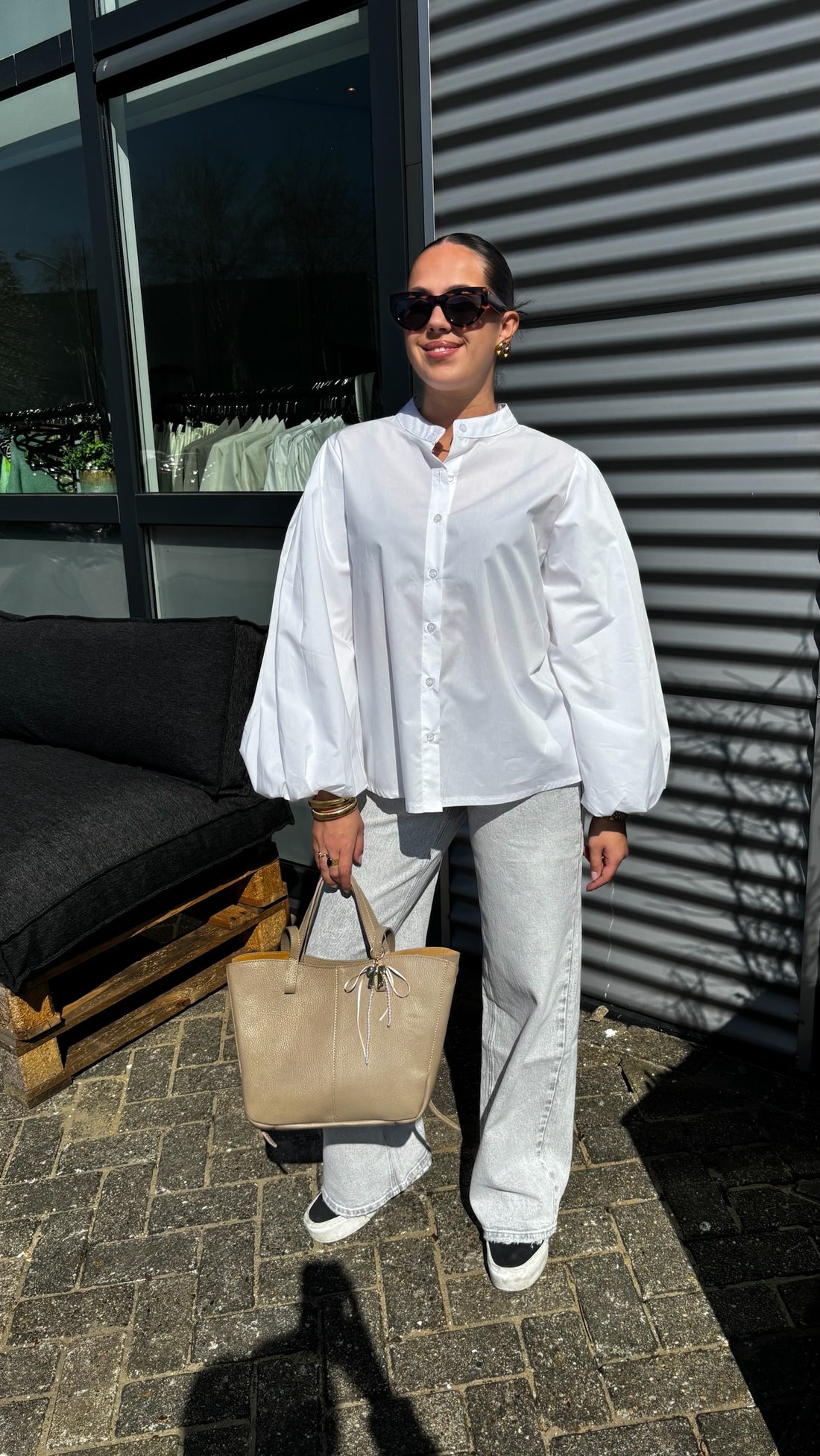 Claire Puff Blouse White