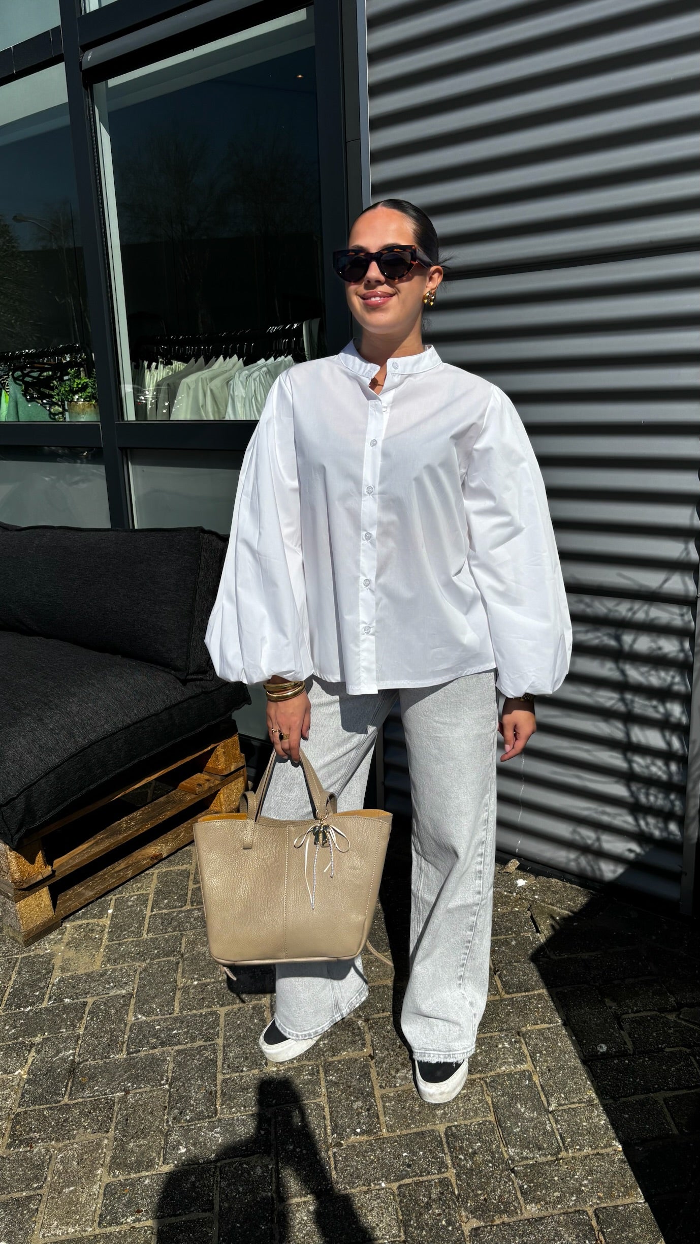 Claire Puff Blouse White