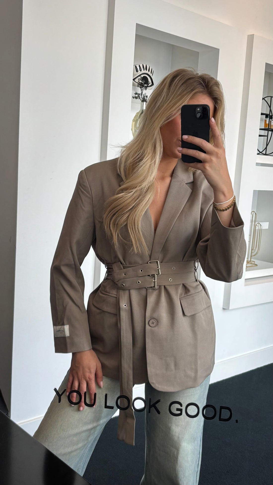 Gianna Belted Blazer Taupe