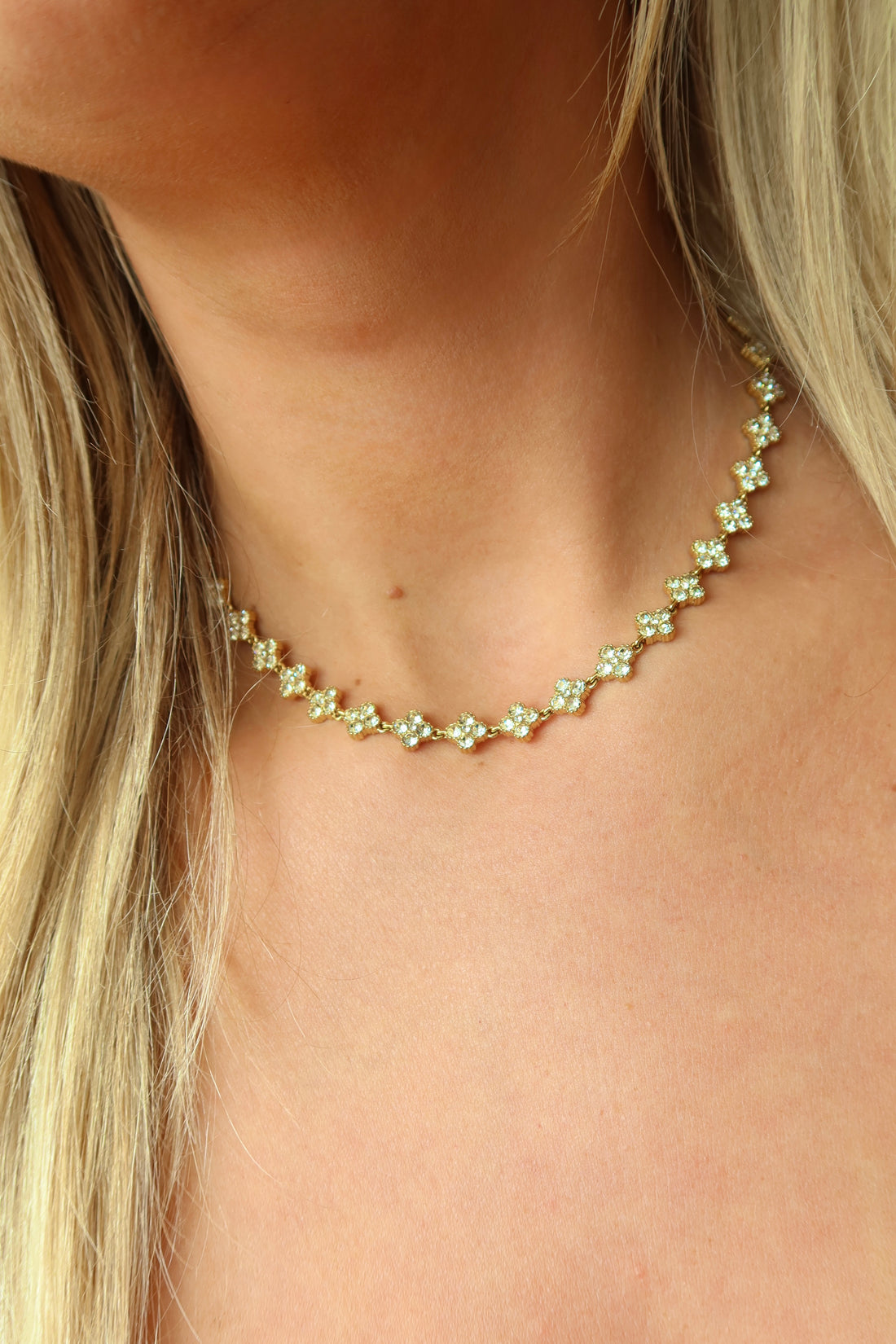 Clover Sparkle Necklace Gold