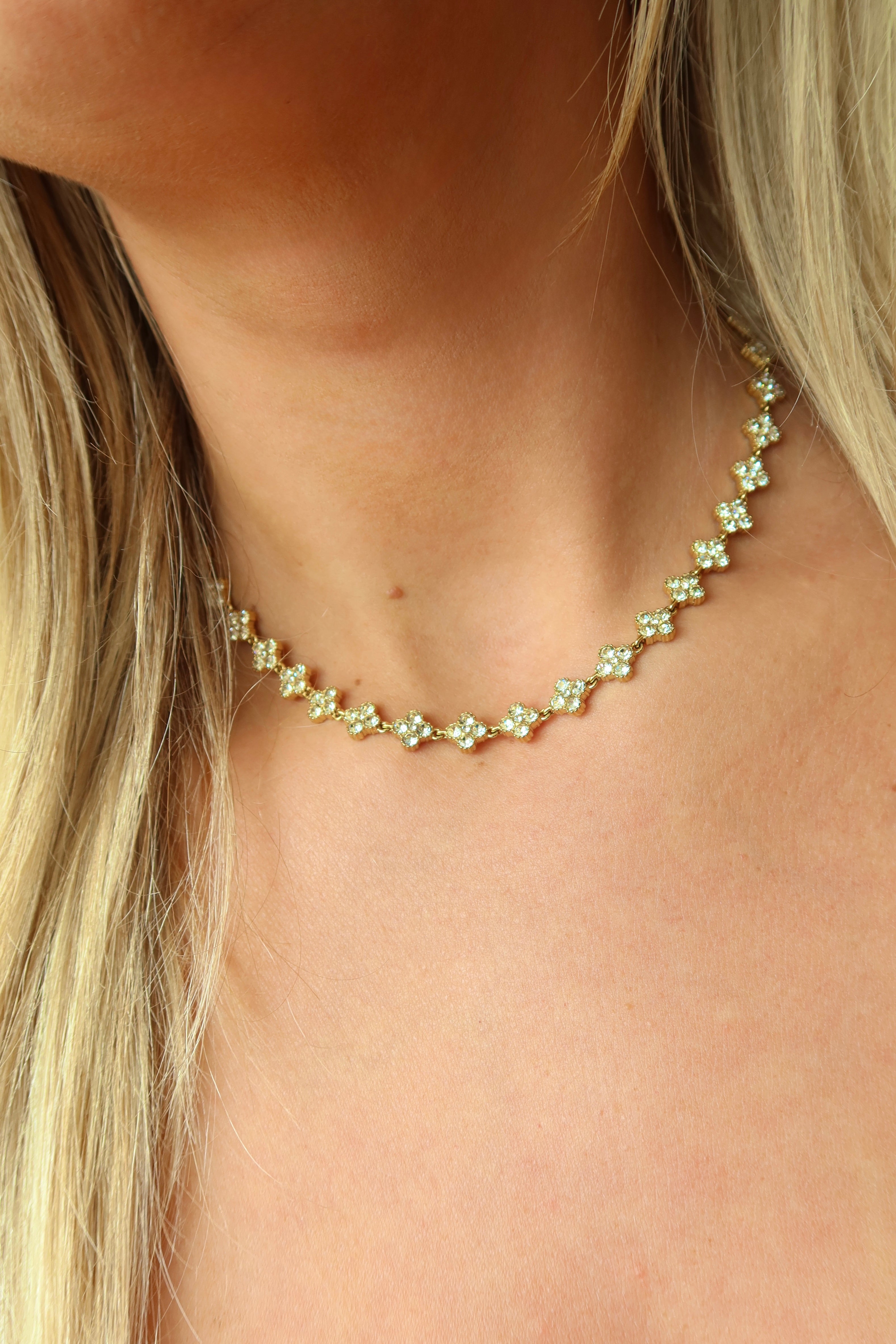 Clover Sparkle Necklace Gold