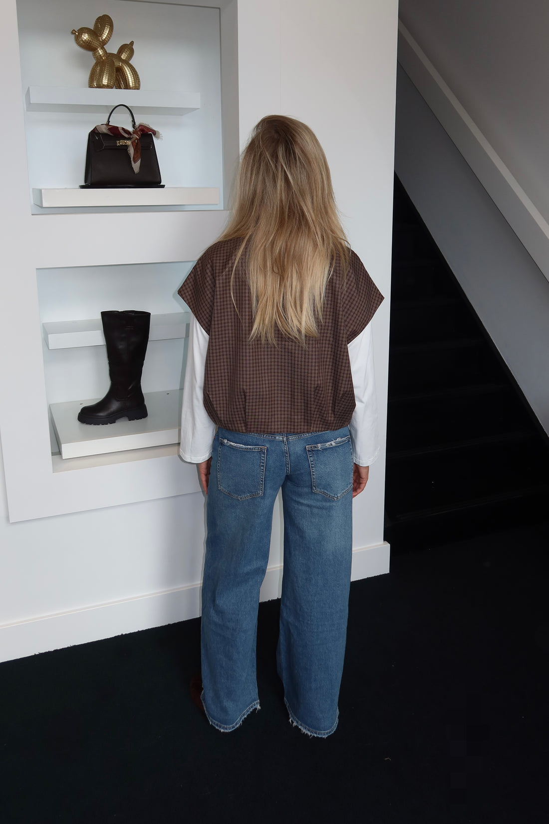 Alies Gilet Coffee Plaid