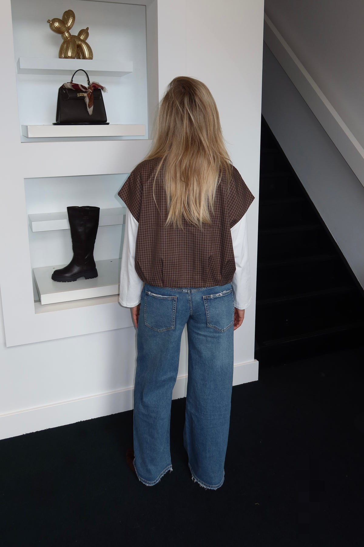 Alies Gilet Coffee Plaid