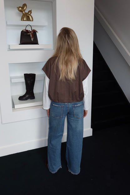 Alies Gilet Coffee Plaid