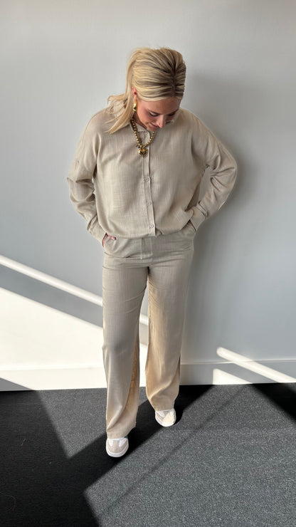Paris Linnen Pantalon Beige 19474