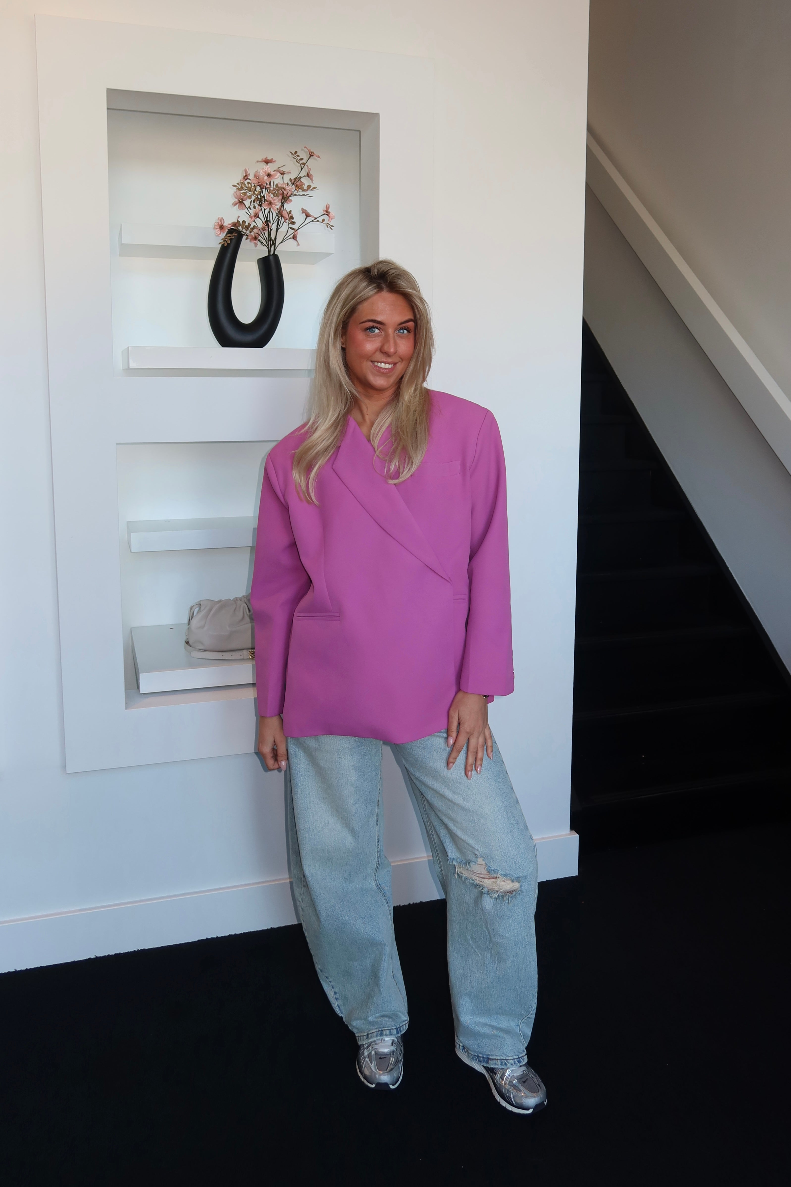 Lola Oversized Boxy Blazer Raspberry