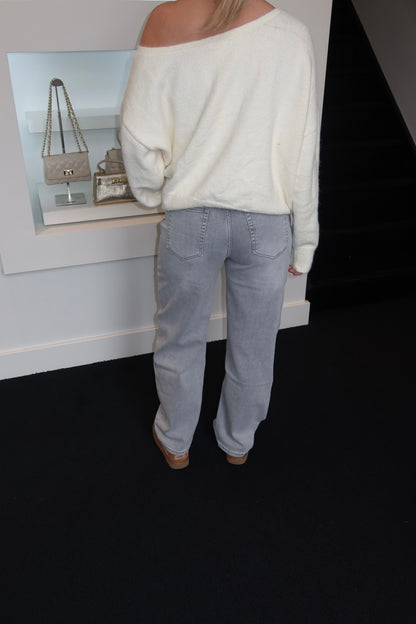 Laulia Barrel Fit Light Grey Jeans 6069-2