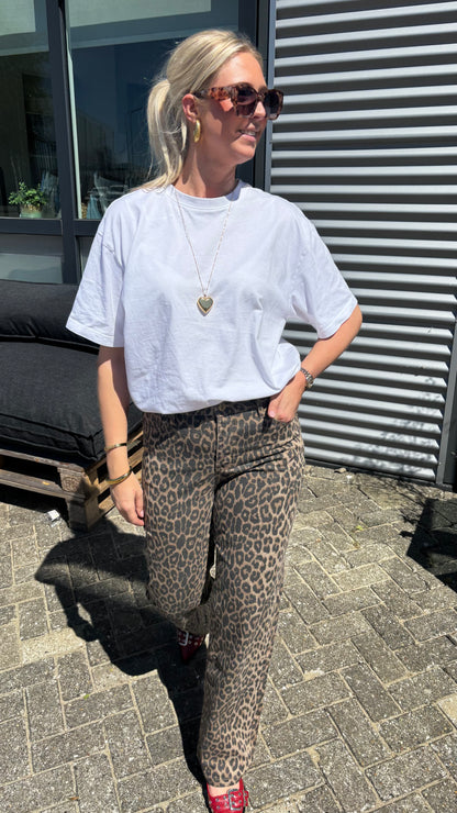 Leopard Full Length Wide Leg Jeans 543