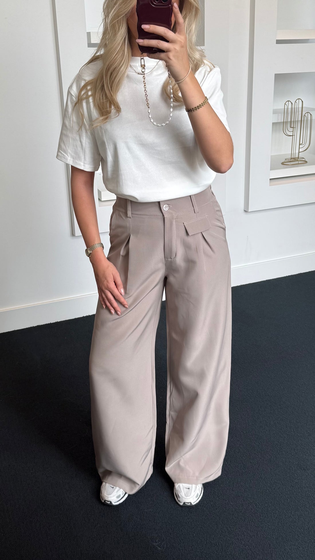 Ambika Wide Leg Pantalon Taupe