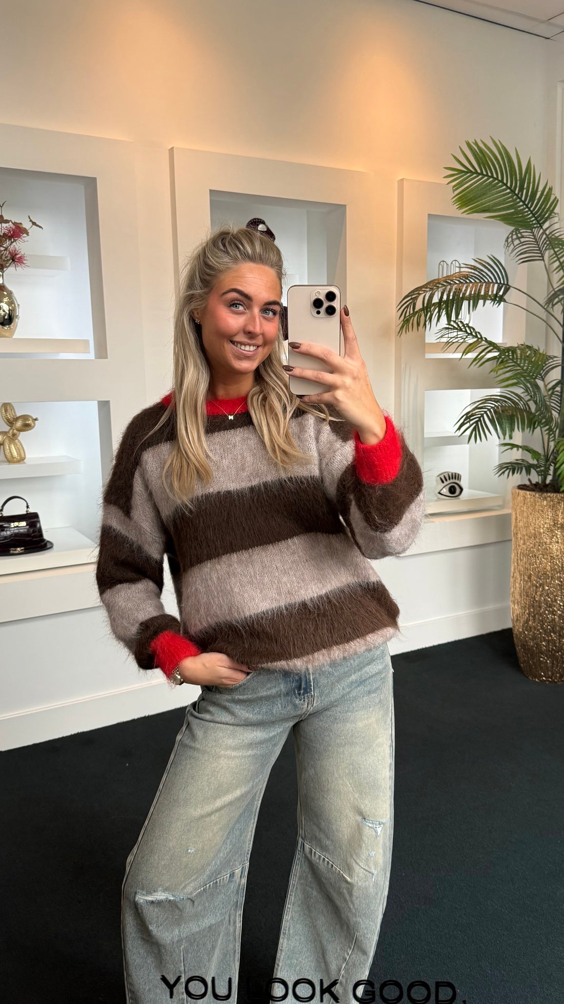 Ambika Knit Striped Brown Red