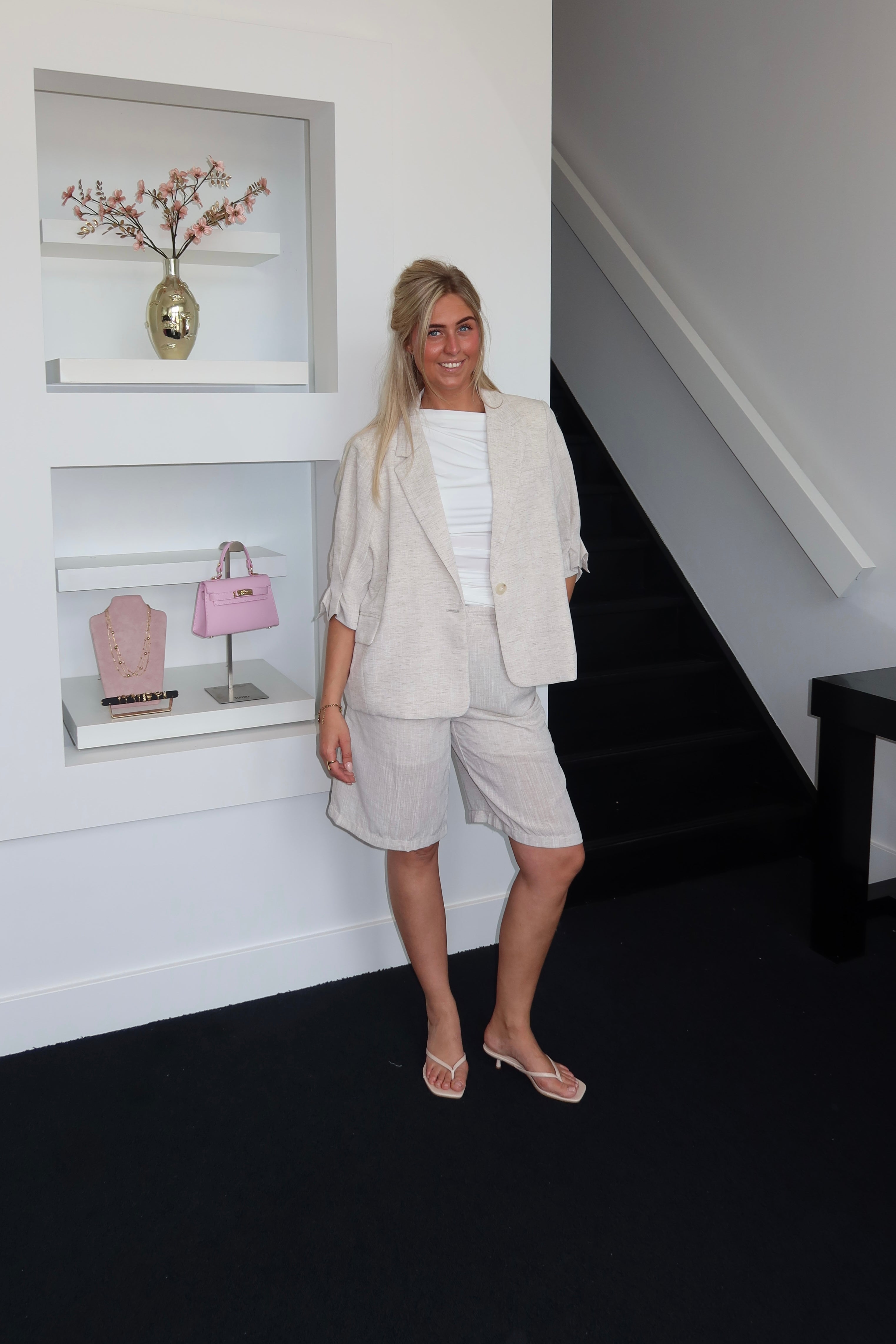 Linnen Blazer Beige 26014