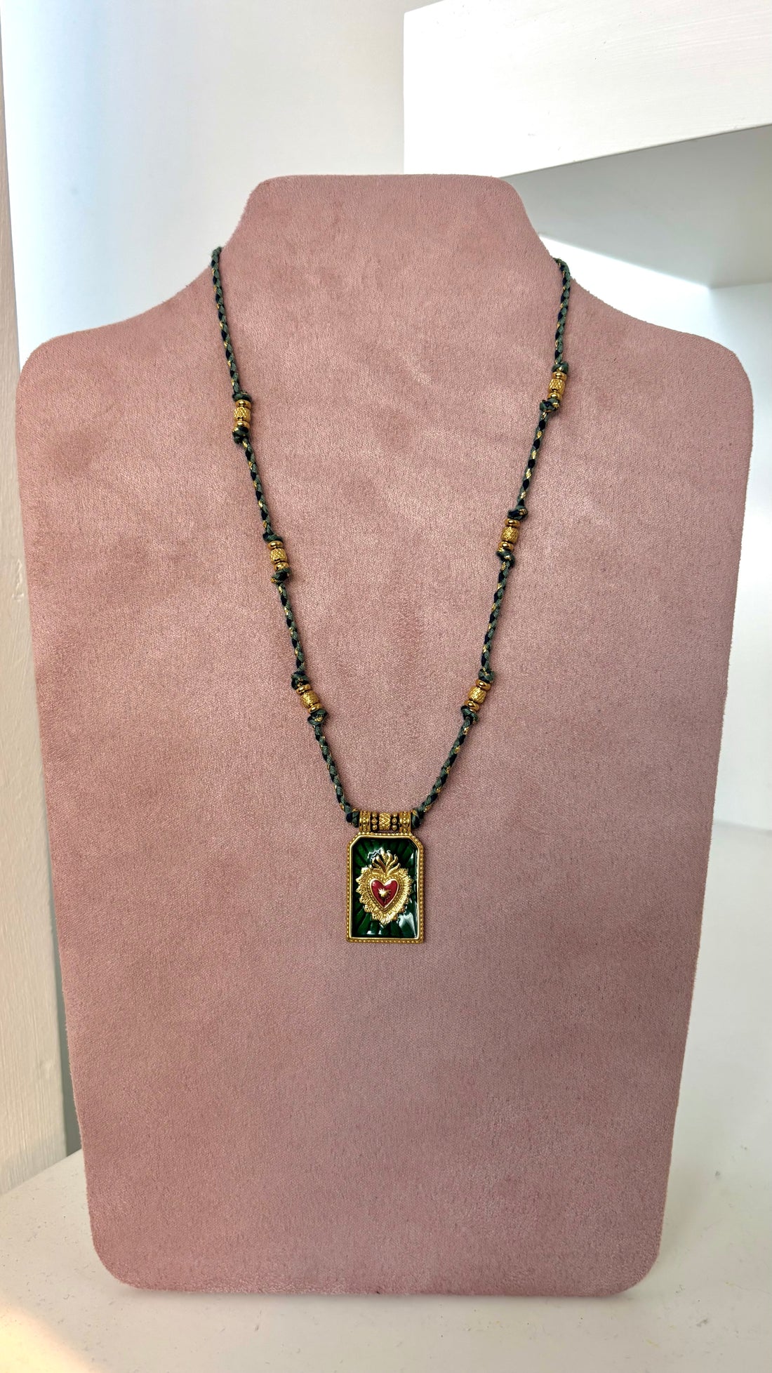 Sacred Heart Necklace Green
