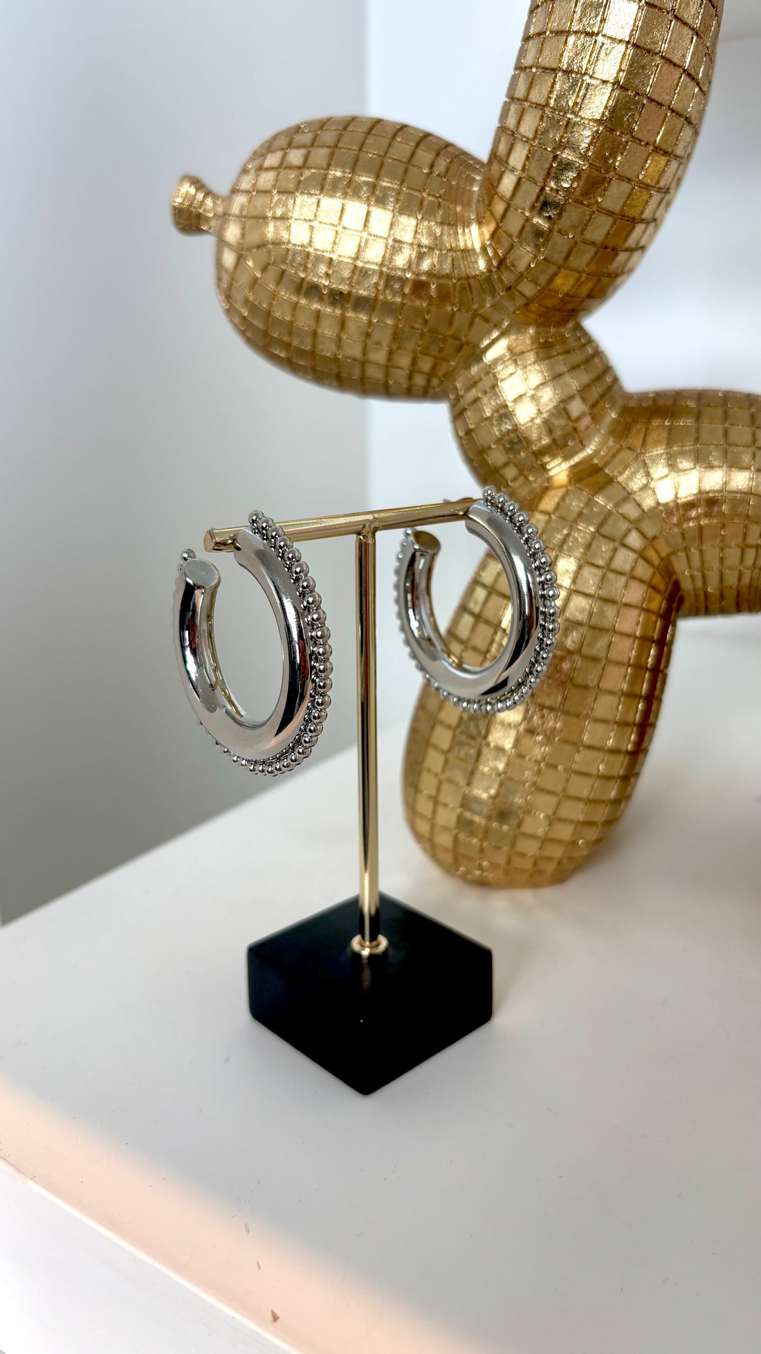 Chunky Detail Hoop Earrings Silver