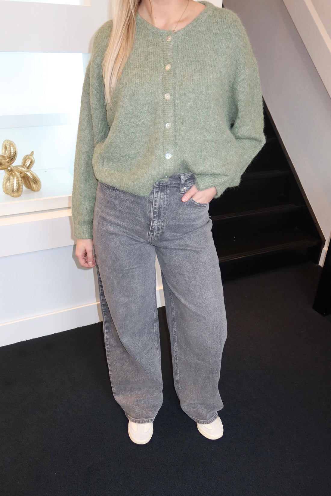 QH High Waist Wide Leg Jeans Grey 3855 (Tall Girl Approved)