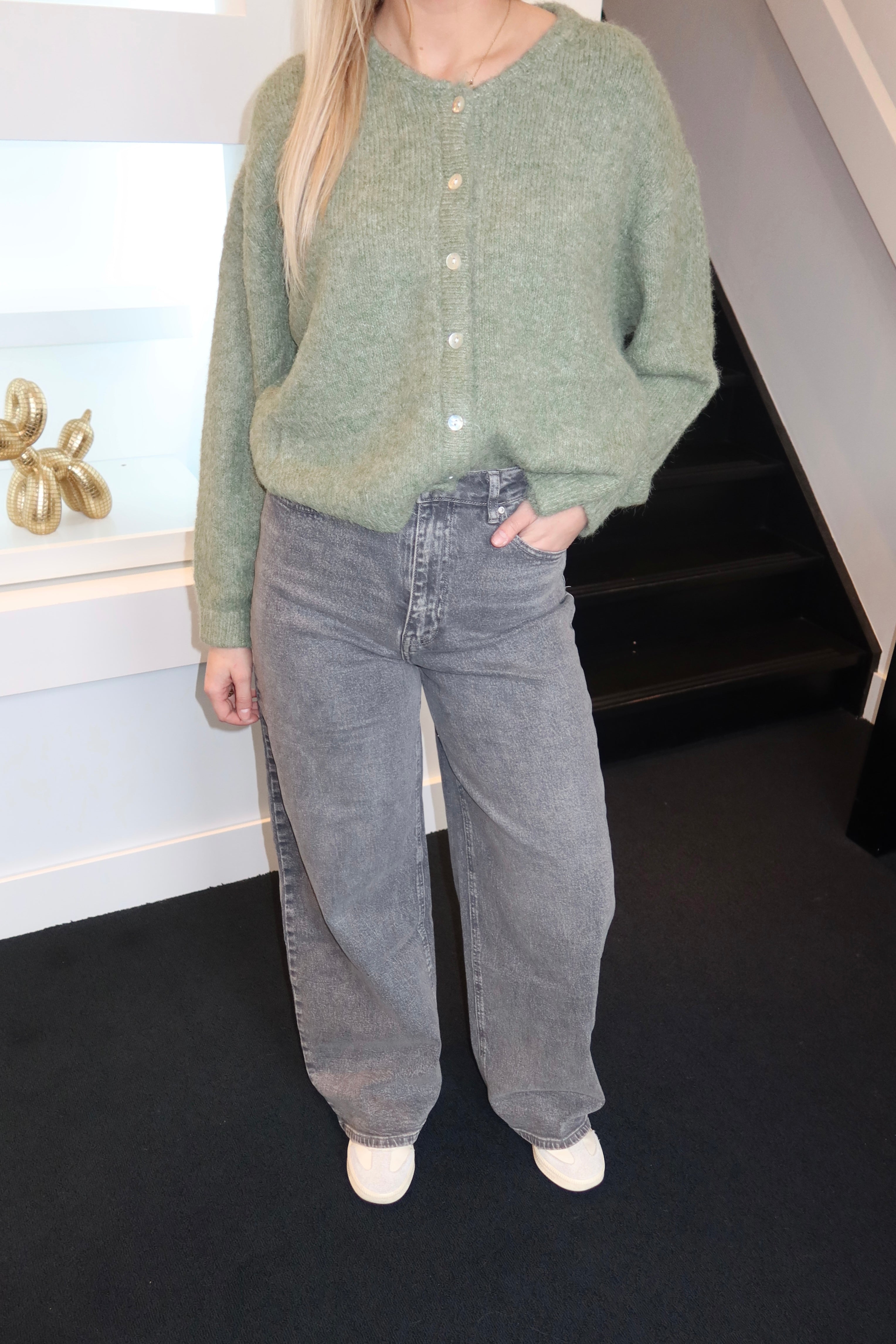 QH High Waist Wide Leg Jeans Grey 3855 (Tall Girl Approved)