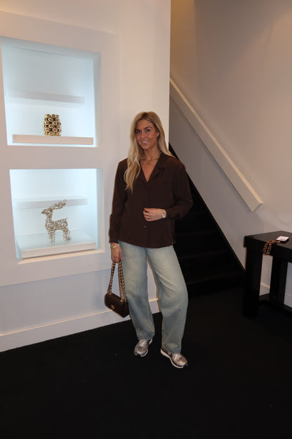 Amina Oversized Blouse Brown