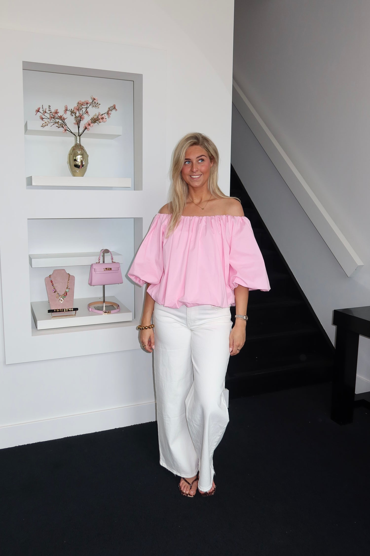 Off The Shoulder Top Pink 8615