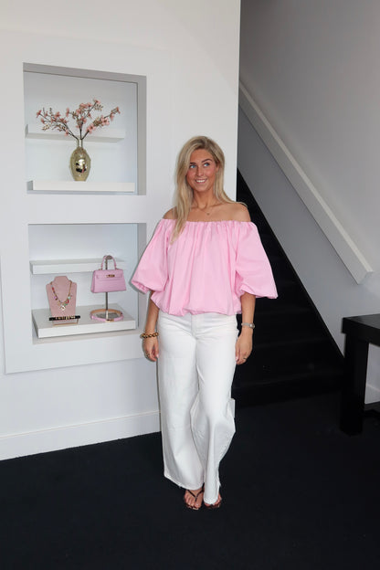 Off The Shoulder Top Pink 8615