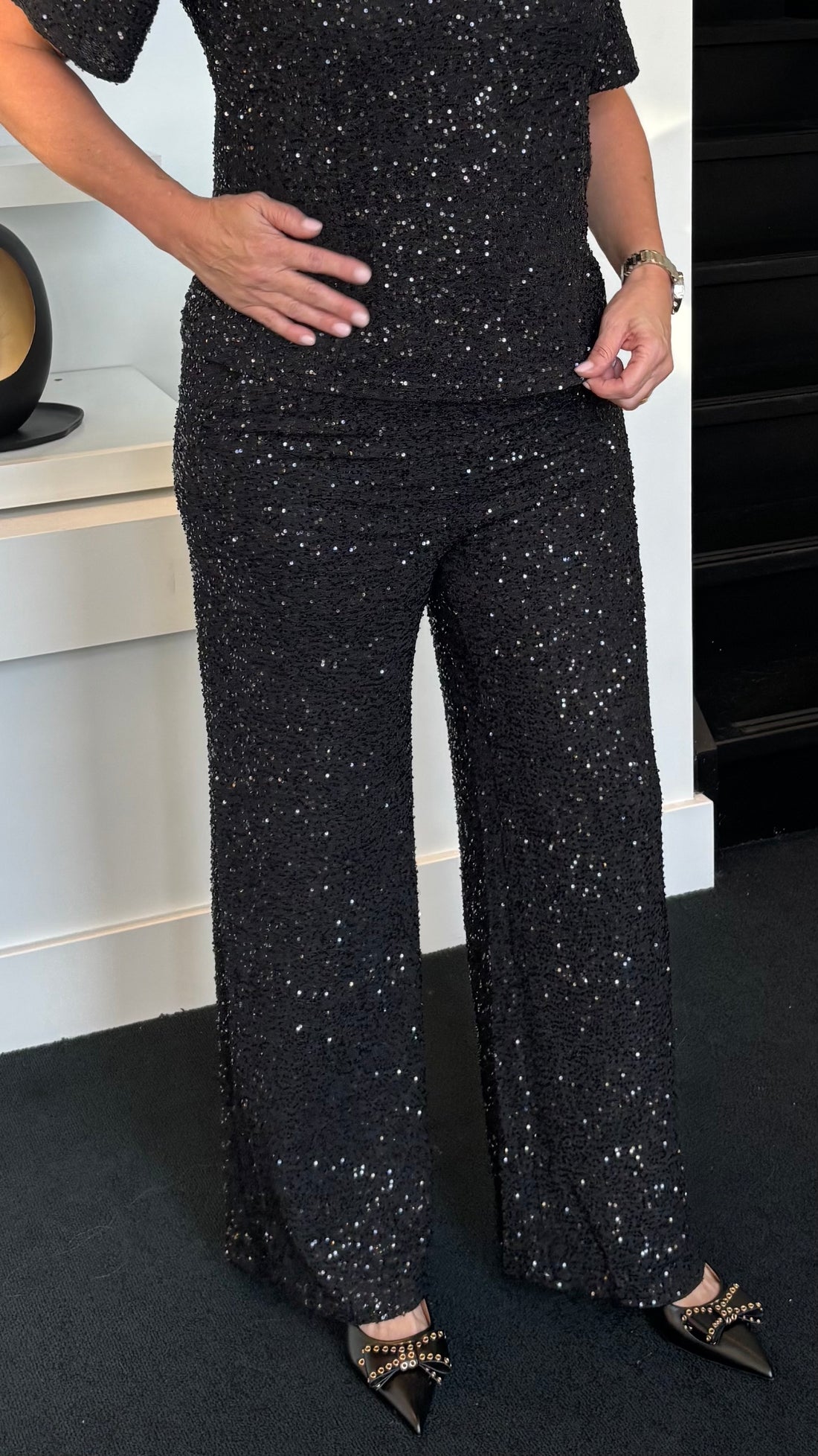 Glitter Black Pants 7092