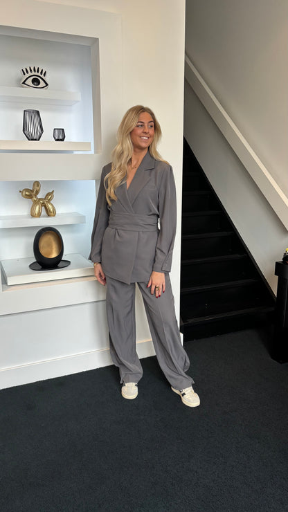Pamela Belted Blazer Grey 24727