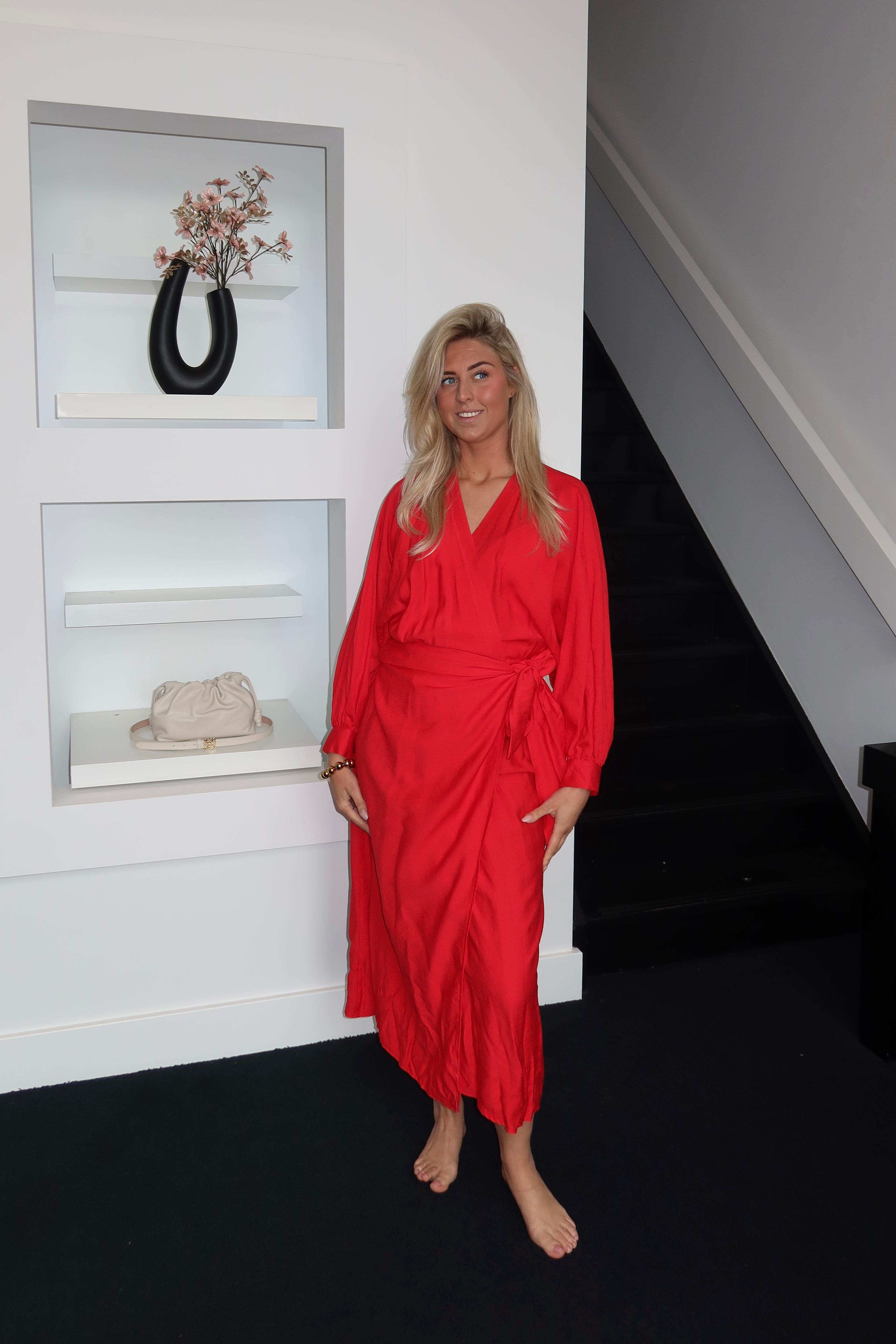 Maxi Overslag Jurk Rood