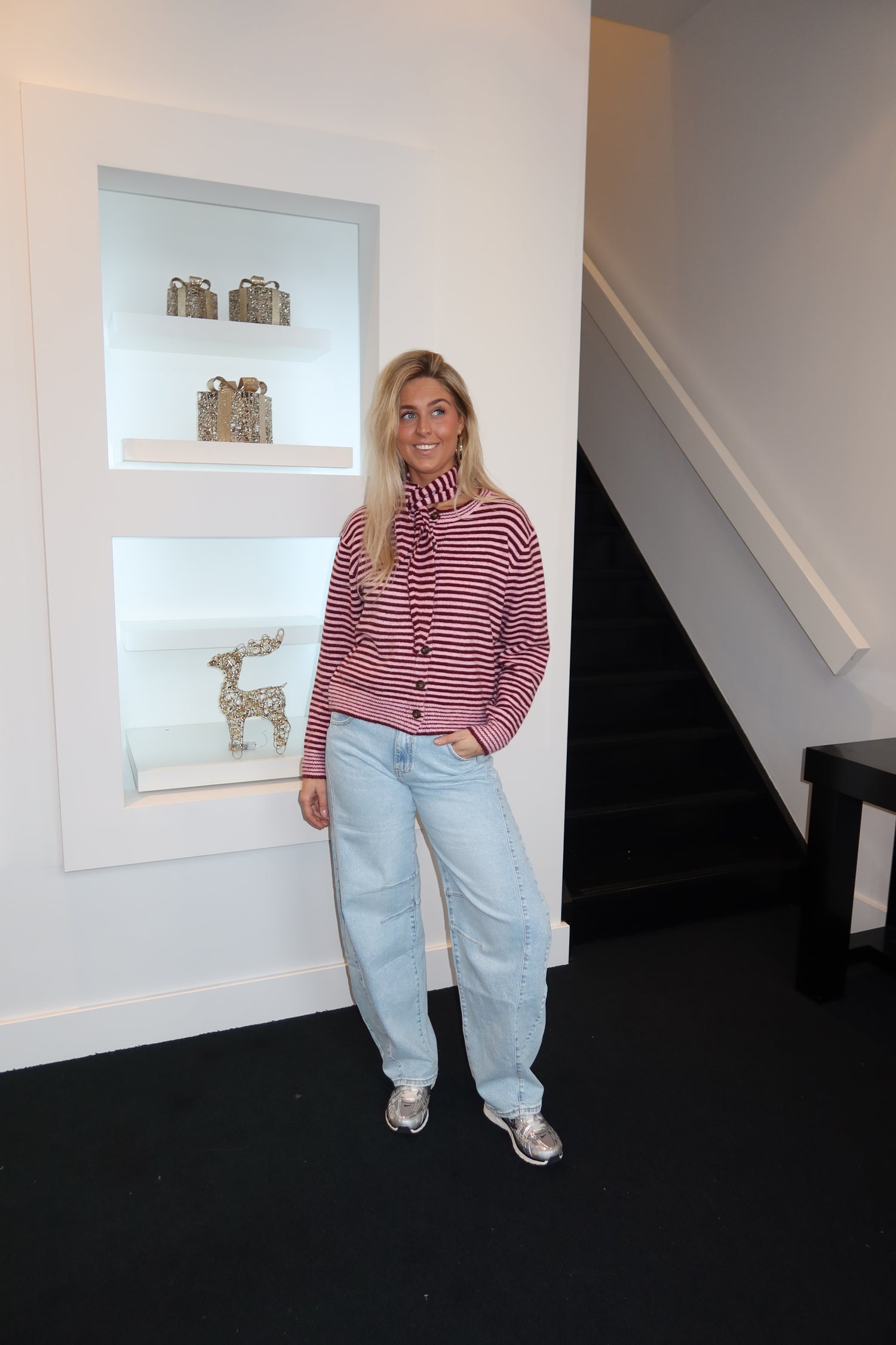 Maroon Pink Scarf Cardigan 7025