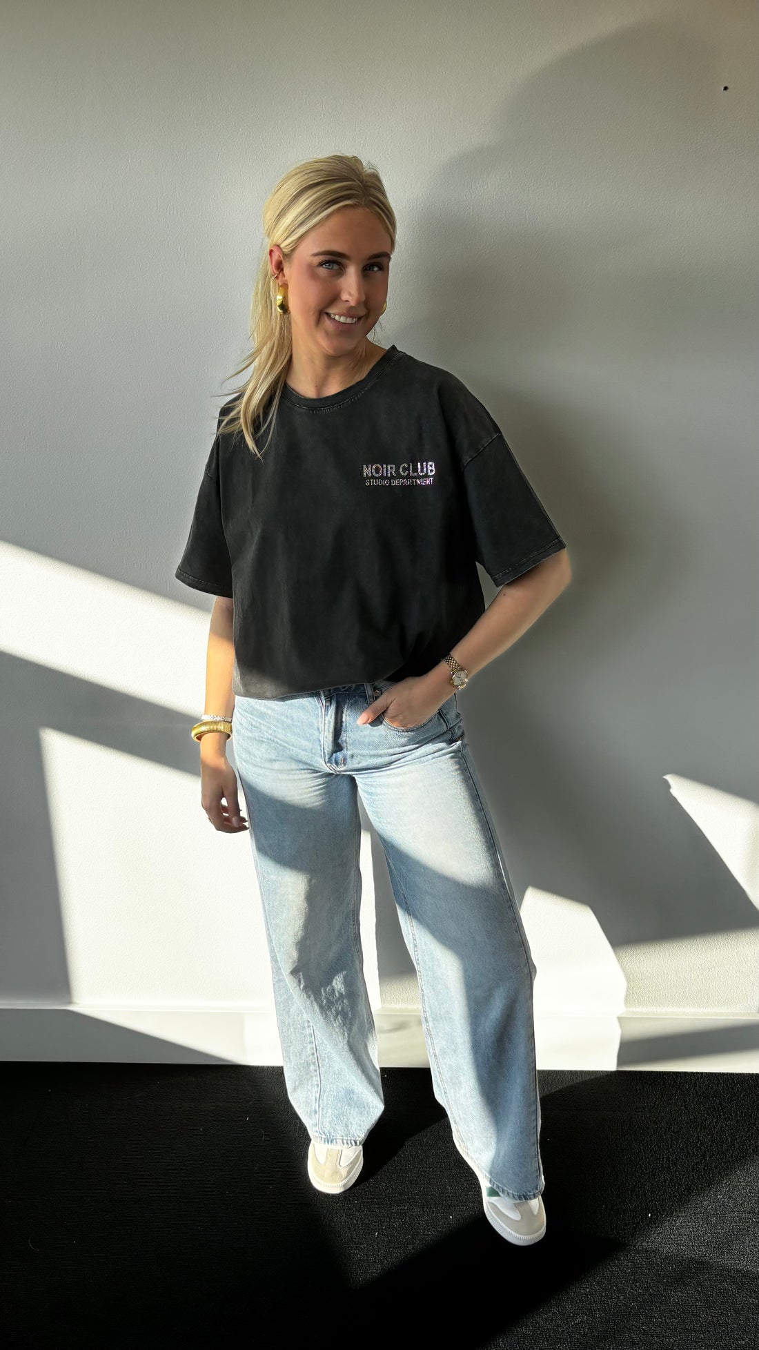Noir Club Rhinestone T Shirt Dress