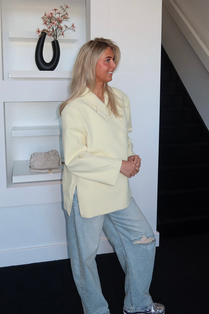 Lola Oversized Boxy Blazer Butter Yellow