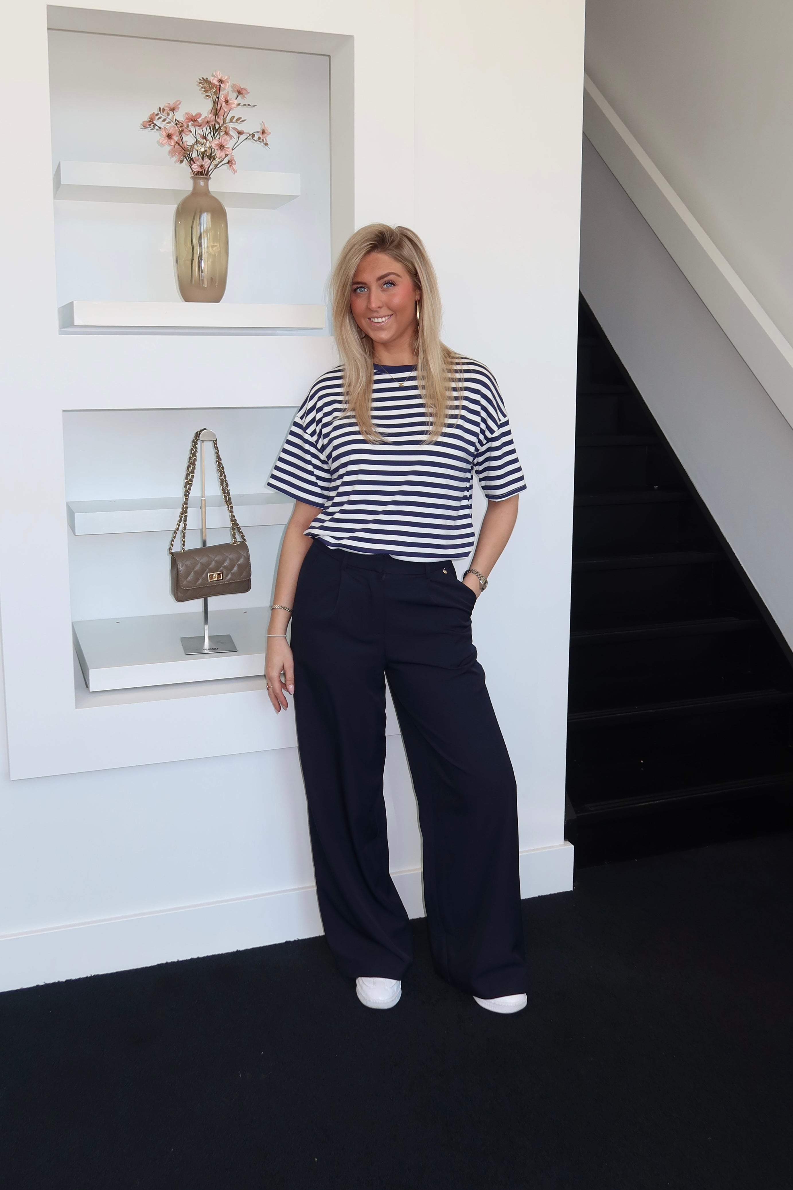 The Paris Striped Tee Navy 8011