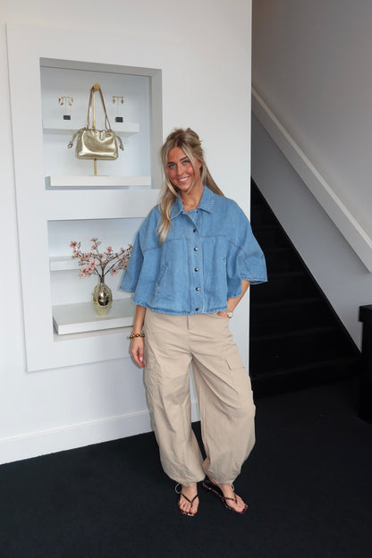 Harper Denim Cape Top