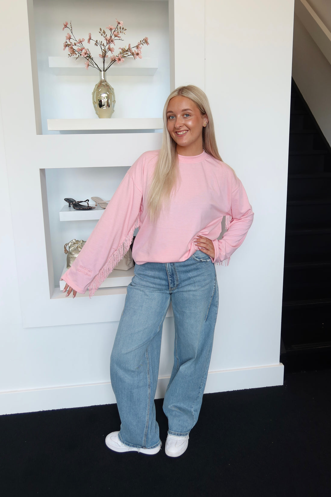 Kaia Fringe Long Sleeve Pink