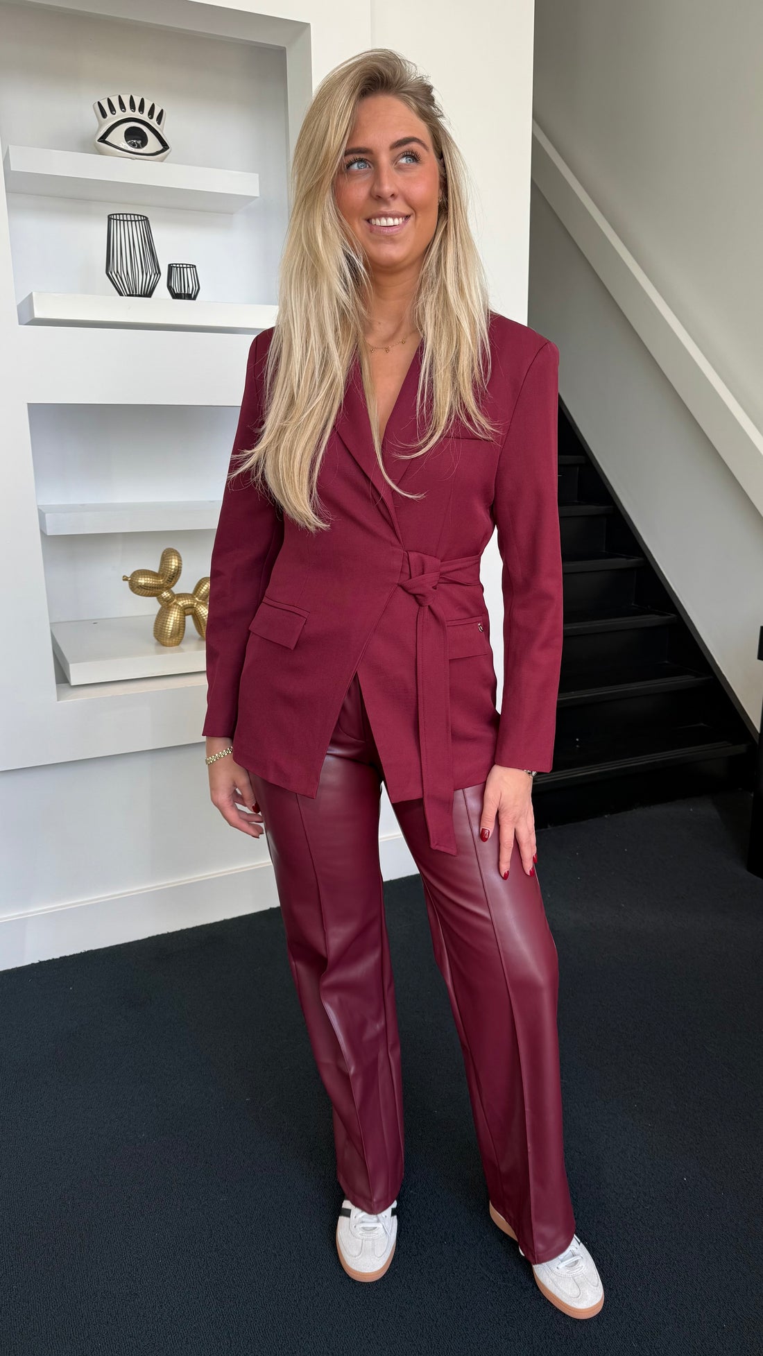 Lily Belted Blazer Bordeaux