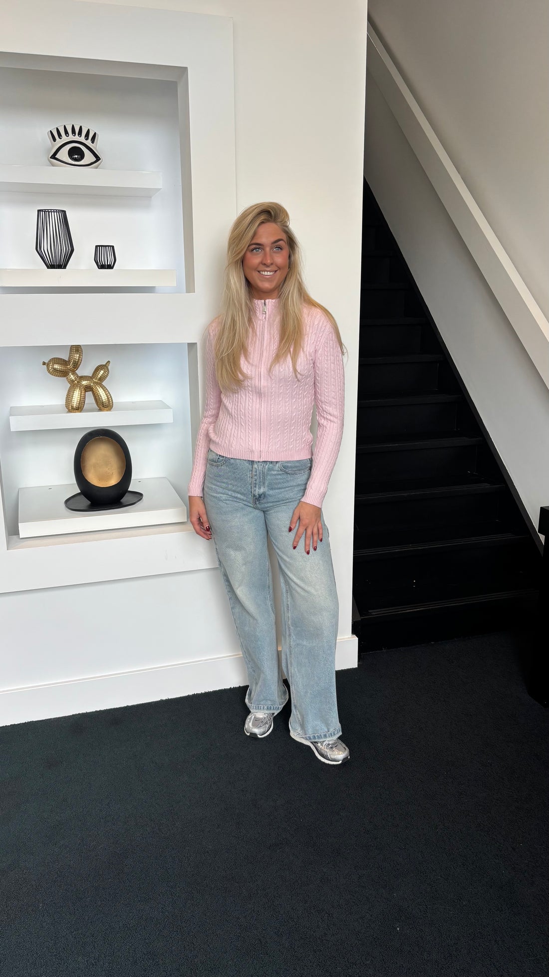 Rosy Cable Knit Pink