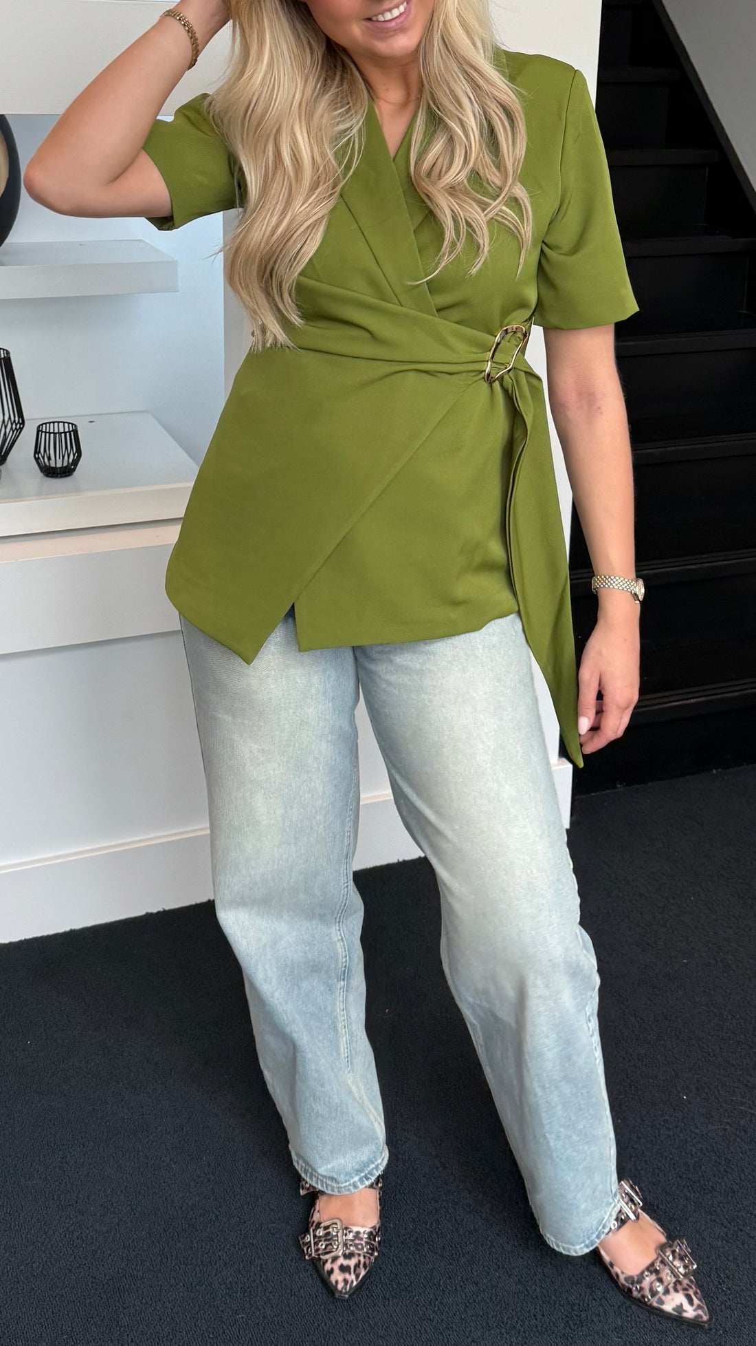 Short Sleeve Blazer Green