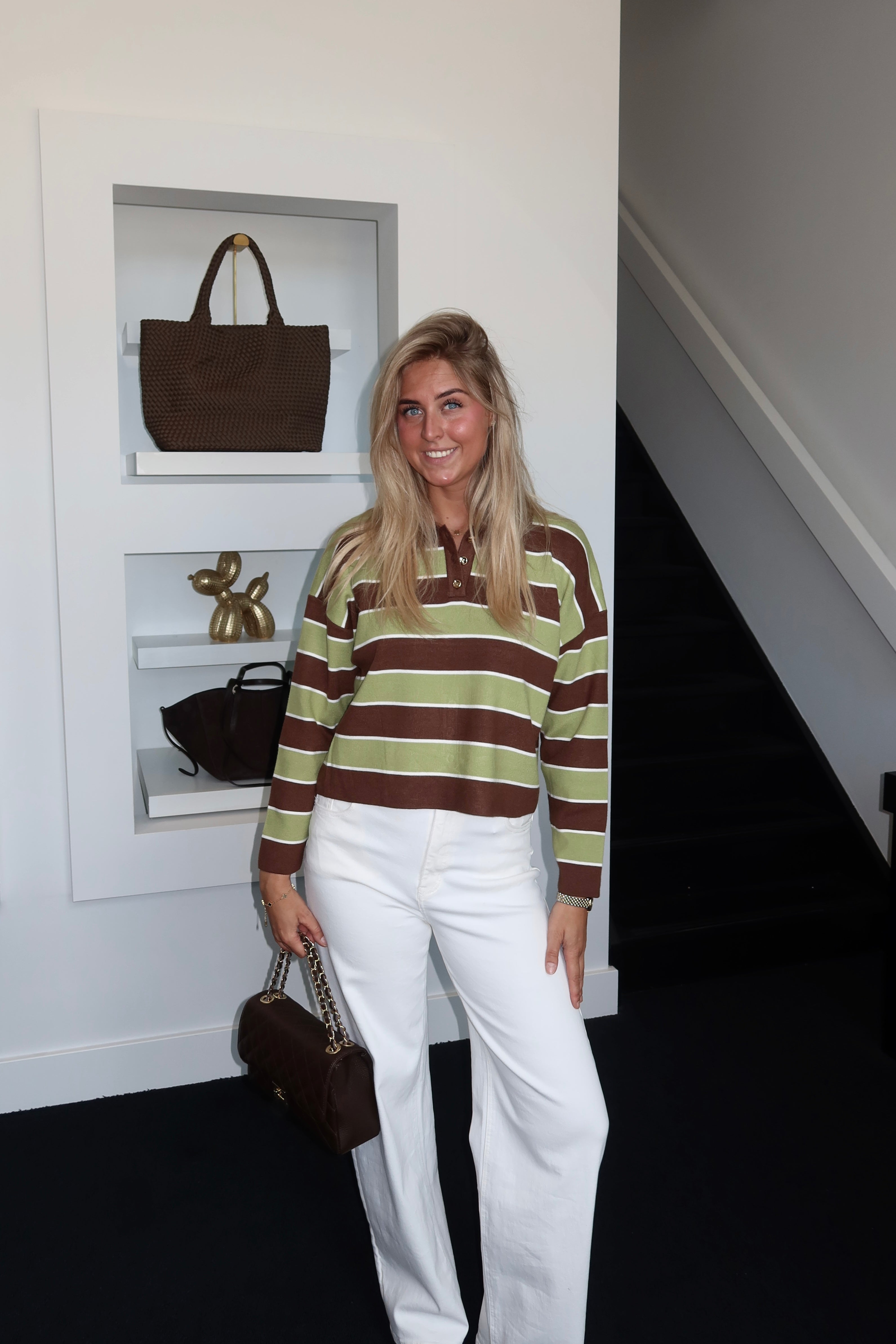 Perfect Striped Polo Green Brown 89407