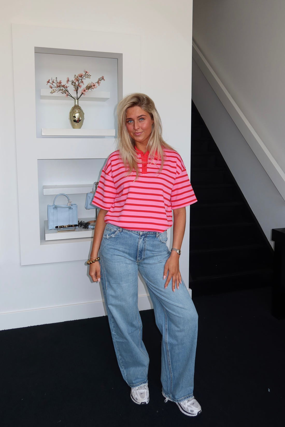Striped Polo Pink Red 9164