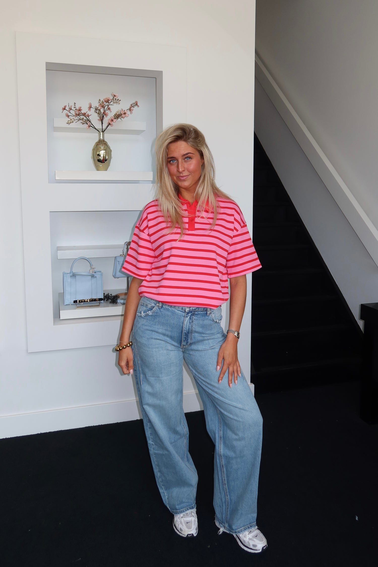 Striped Polo Pink Red 9164