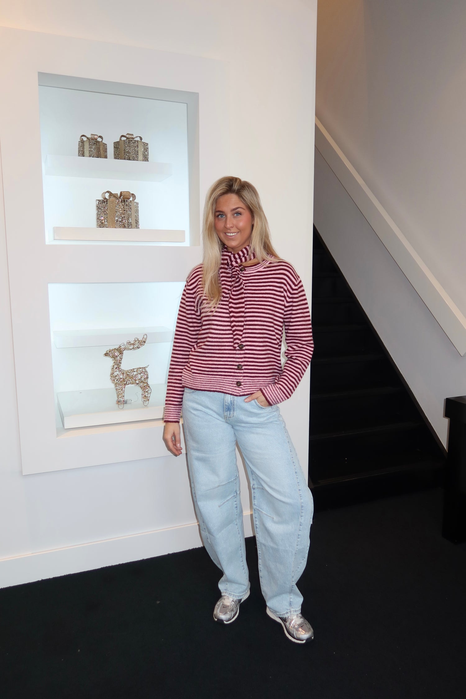 Maroon Pink Scarf Cardigan 7025