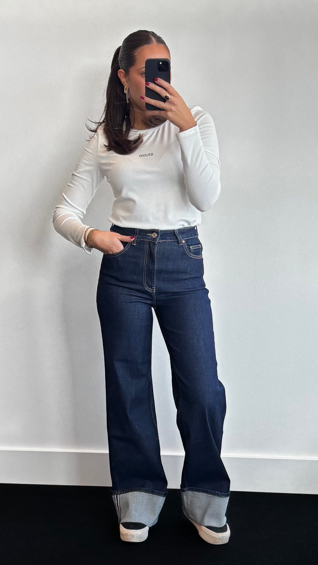 Wide Leg Jeans Dark Denim 3629