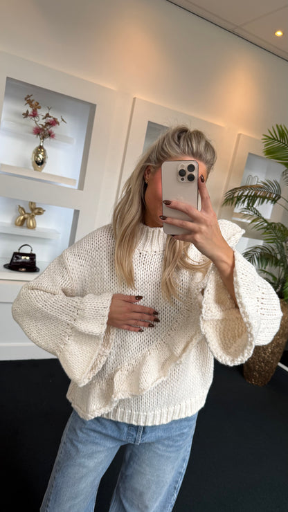 Ruffle Sweater Off White 9807