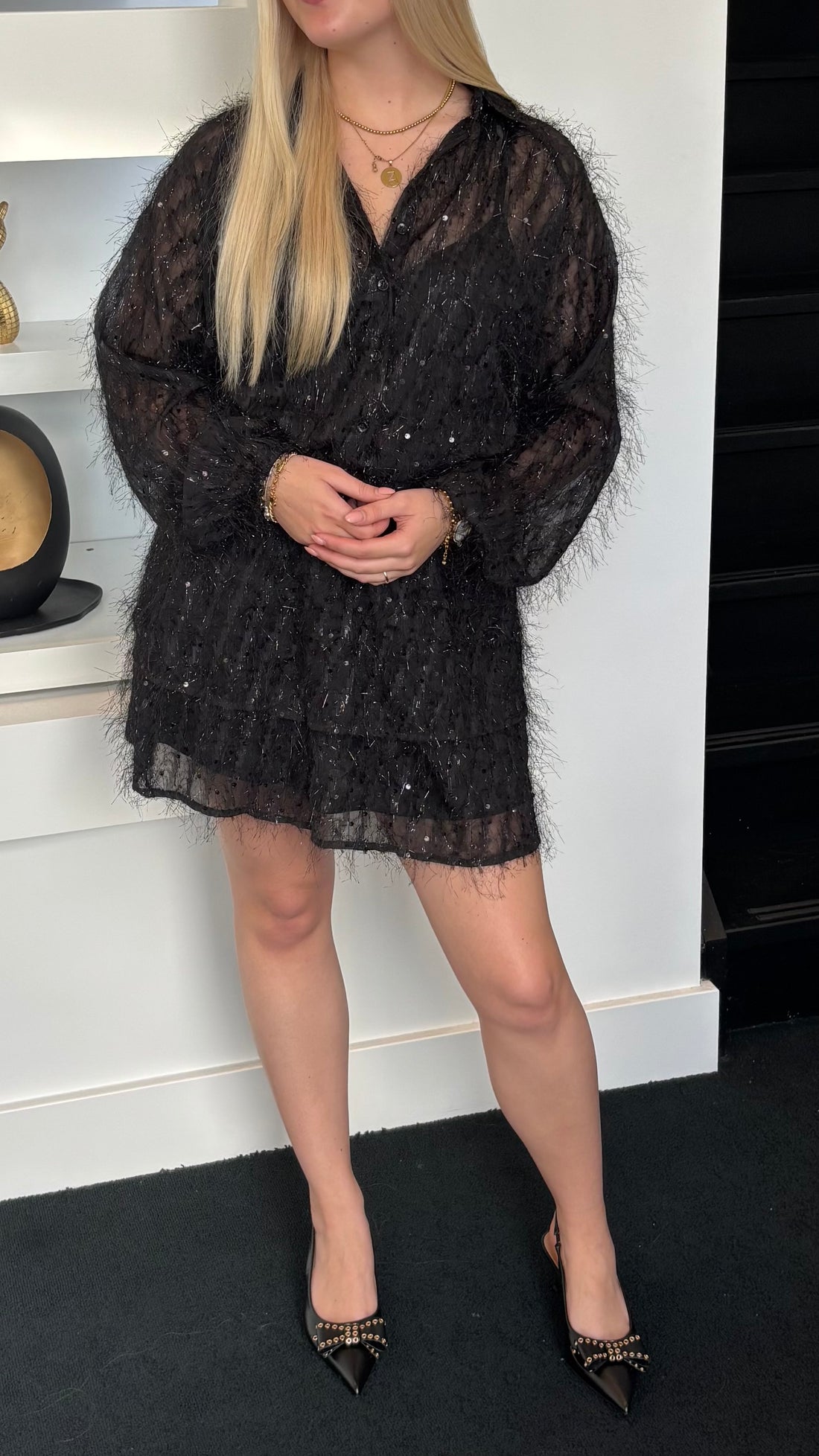 Feather Blouse Black 93164