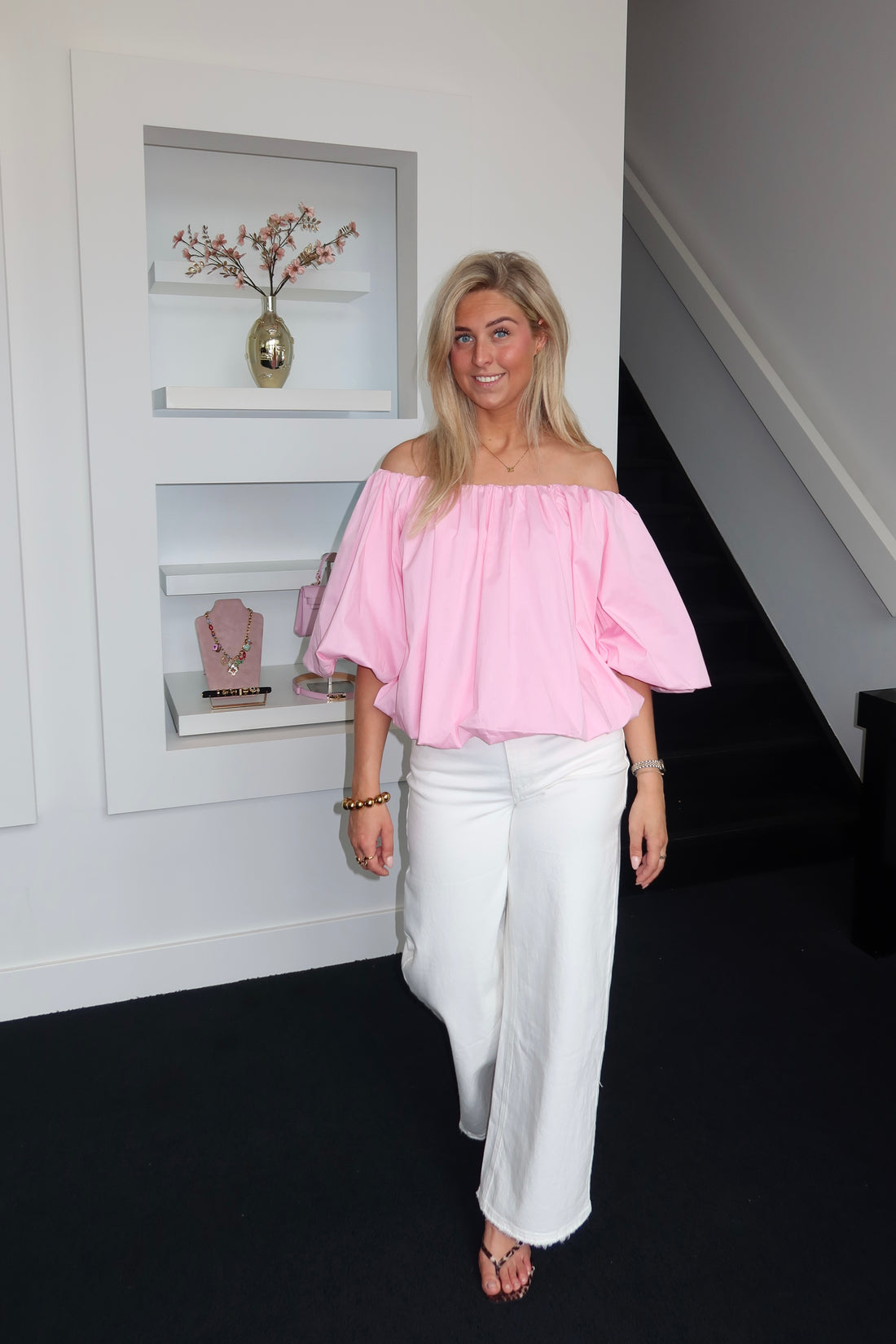 Off The Shoulder Top Pink 8615