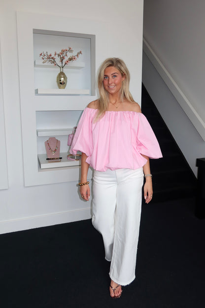 Off The Shoulder Top Pink 8615